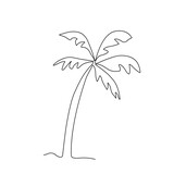 Fototapeta Dinusie - one line palm tree illustration drawing. abstract minimal line art design