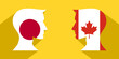 face to face concept. japan vs canada. vector illustration