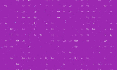 Poster - Seamless background pattern of evenly spaced white gender symbols of different sizes and opacity. Vector illustration on purple background with stars