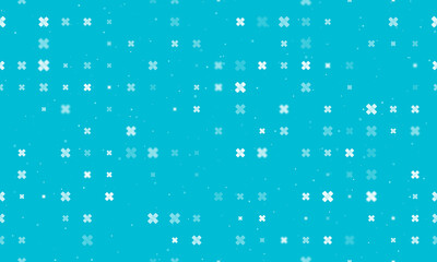Poster - Seamless background pattern of evenly spaced white adhesive plaster symbols of different sizes and opacity. Vector illustration on cyan background with stars