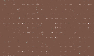 Poster - Seamless background pattern of evenly spaced white social distance symbols of different sizes and opacity. Vector illustration on brown background with stars