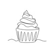 one line cake illustration. line art cake drawing vector