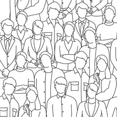 Seamless pattern with people crowd.