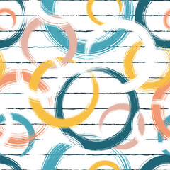 Poster - Abstract circle seamless pattern. Repeating gold grunge backdrop. Random circles. Repeat golden background. Geometric texture. Repeated graphic paint. Patern for design prints. Vector illustration