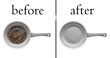 © New Africa - Frying pan before and after cleaning on white background, collage