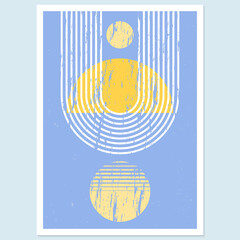 Wall Mural - abstract geometric art with arch and circles. modern boho background. line arc shapes, sun design. c
