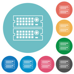 Canvas Print - Rack servers outline flat round icons