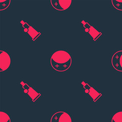 Poster - Set Telescope and Eclipse of the sun on seamless pattern. Vector