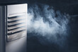 air filtration system removes smoke, close-up view to the air inlet louvers