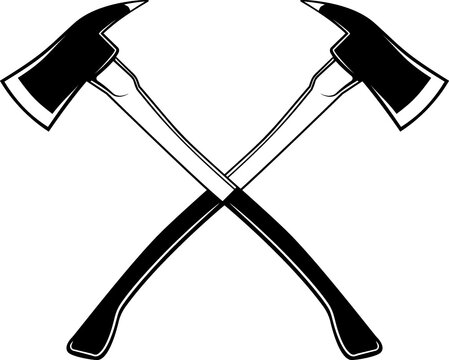 crossed axe, crossed fire axe, crossed fireman axe in vector