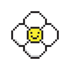 Fototapete - Vector illustration of cute pixel art flower icon. Daisy geek element in the style of 90s game. Old school graphic clipart
