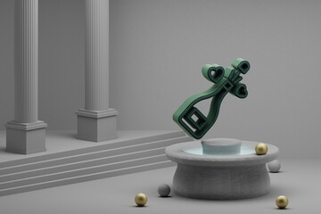 Poster - Beautiful abstract illustrations Green champagne symbol icon on a fountain and column background. 3d rendering illustration. Mothers Day.