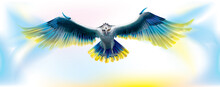 Symbolic Eagle In The Colors Of Ukraine On A White Background