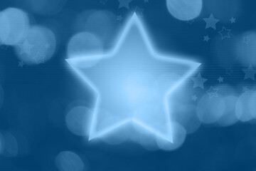 Canvas Print - Calm glowing blue star with night background for dreamy evening concept.
