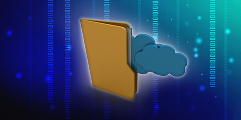 Poster - 3d rendering cloud  folder network