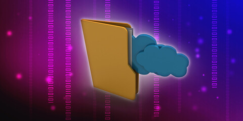 Poster - 3d rendering cloud  folder network