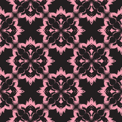 Electric pink floral crosses seamless pattern