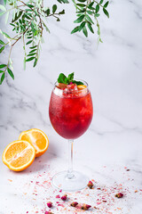 Poster - Cold sangria in a wine glass