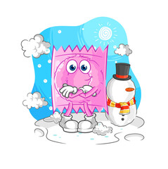 Poster - condom in cold winter character. cartoon mascot vector