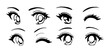 Set of anime eyes. Japanese manga style.