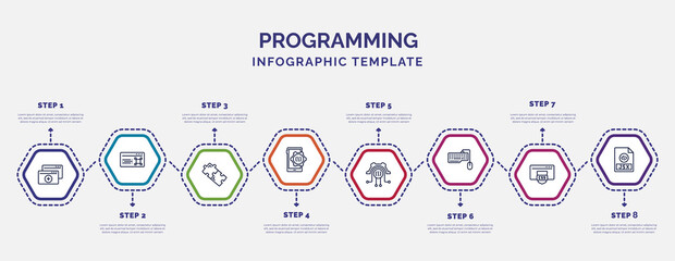 infographic template with icons and 8 options or steps. infographic for programming concept. include
