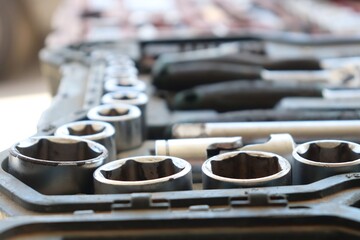 set of wrenches, glass keys 