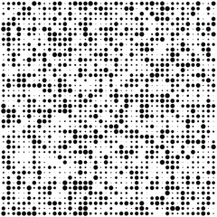 Black polka dots random pattern background. Abstract halftone. Vector illustration.