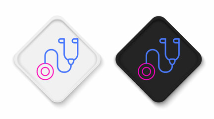 Poster - Line Stethoscope medical instrument icon isolated on white background. Colorful outline concept. Vector