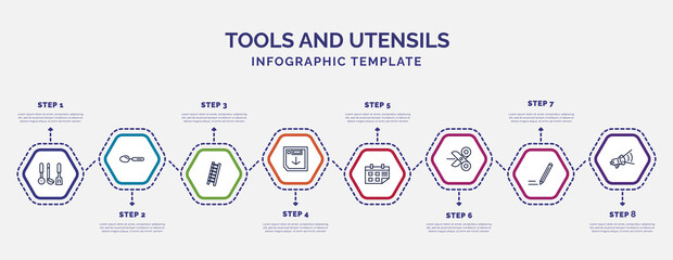 Poster - infographic template with icons and 8 options or steps. infographic for tools and utensils concept. 