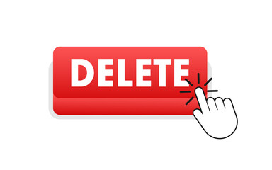 Aufkleber - Delete button and Cursor Clicks. Trash can. Vector stock illustration.