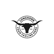 Longhorn Simple Flat Logo Design Vector