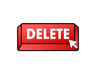 Sticker - Delete button and Cursor Clicks. Trash can. Vector stock illustration.