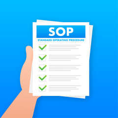 Sticker - SOP - Standard Operating Procedure. Vector stock illustration.