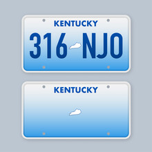 License Plate Of Kentucky. Car Number Plate. Vector Stock Illustration.