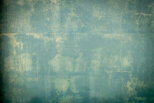 Vignette Of Green Vintage Wall Backdrop Texture Background, Grunge Green Background Peeling Distressed Paint