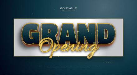 Wall Mural - grand opening text style in blue and gold effect