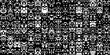 Seamless black and white abstract 8-bit retro geometric pixel pattern shapes. Monochrome space monsters, aliens, robots and spaceships, fun game concept background texture. 3D illustration.