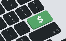 Dollar Money Business Concept With Computer Keyboard