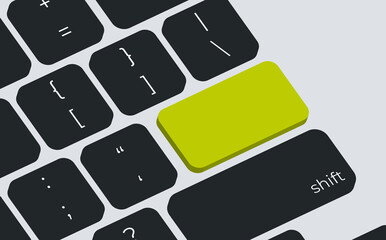 Aufkleber - Green button on keyboard macro illustration empty blank
