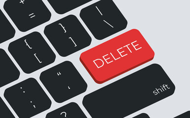 Fototapete - Delete button on keyboard keys vector. Simple style