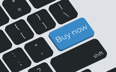 Poster - Buy now button on keyboard keys vector. Simple style