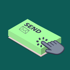 Poster - 3D keyboard buttons send. Click key on laptop keyboard
