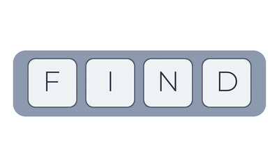 Poster - Computer keyboard key with key find. Keyboard keys icon button