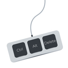 Fototapete - Ctrl, Alt and Del on white background. flat style. keyboard shortcut icon for your web site design, logo, app, UI. three button for fix computer symbol