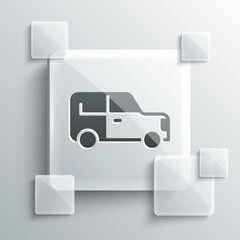 Wall Mural - Grey Car icon isolated on grey background. Square glass panels. Vector