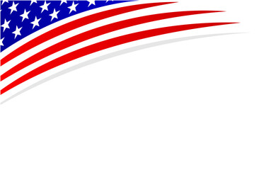 Wall Mural - American abstract flag wave corner banner border with an empty space for text.	