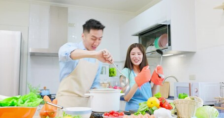 Sticker - young couple are cooking together