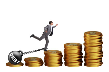 Businessman in loan and debt concept