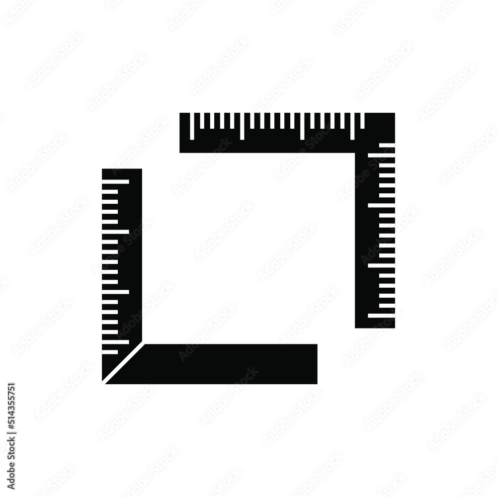 Elbow ruler vector black color editable.Two elbow ruler.Ruler icon