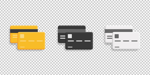 Poster - Set of credit cards or debit cards. Credit cards on transparent background. Vector illustration.